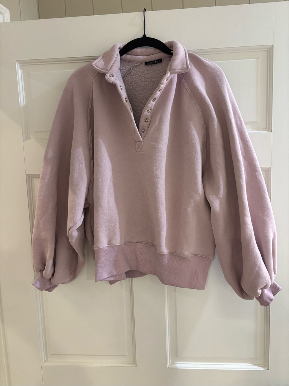 Papermoon Pastel Lilac Snap-Front Fleece Pullover